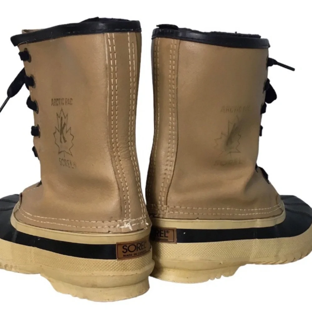 Sorel Arctic Wool Pac Mid Calf Cream Black Waterproof Boots Shoes 5